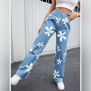 Bamboo Blue Jeans with flowers design